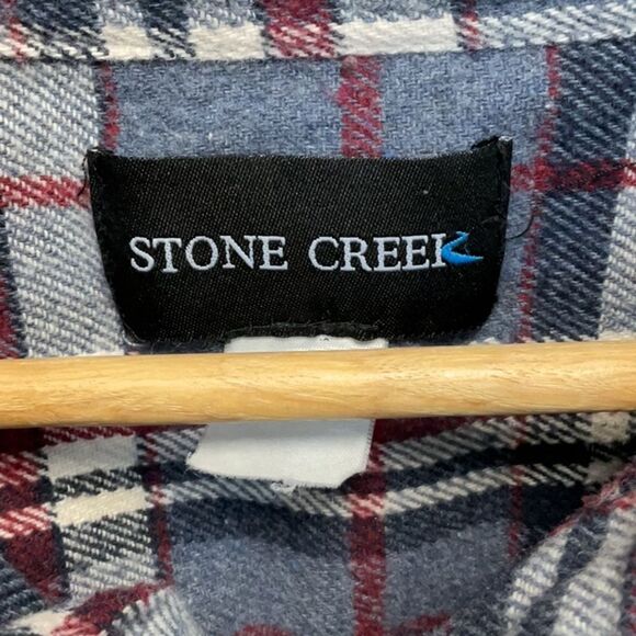 Stone Creek Men's Blue Plaid Cotton Flannel Casual Button Down Shirt XXL - Picture 4 of 6